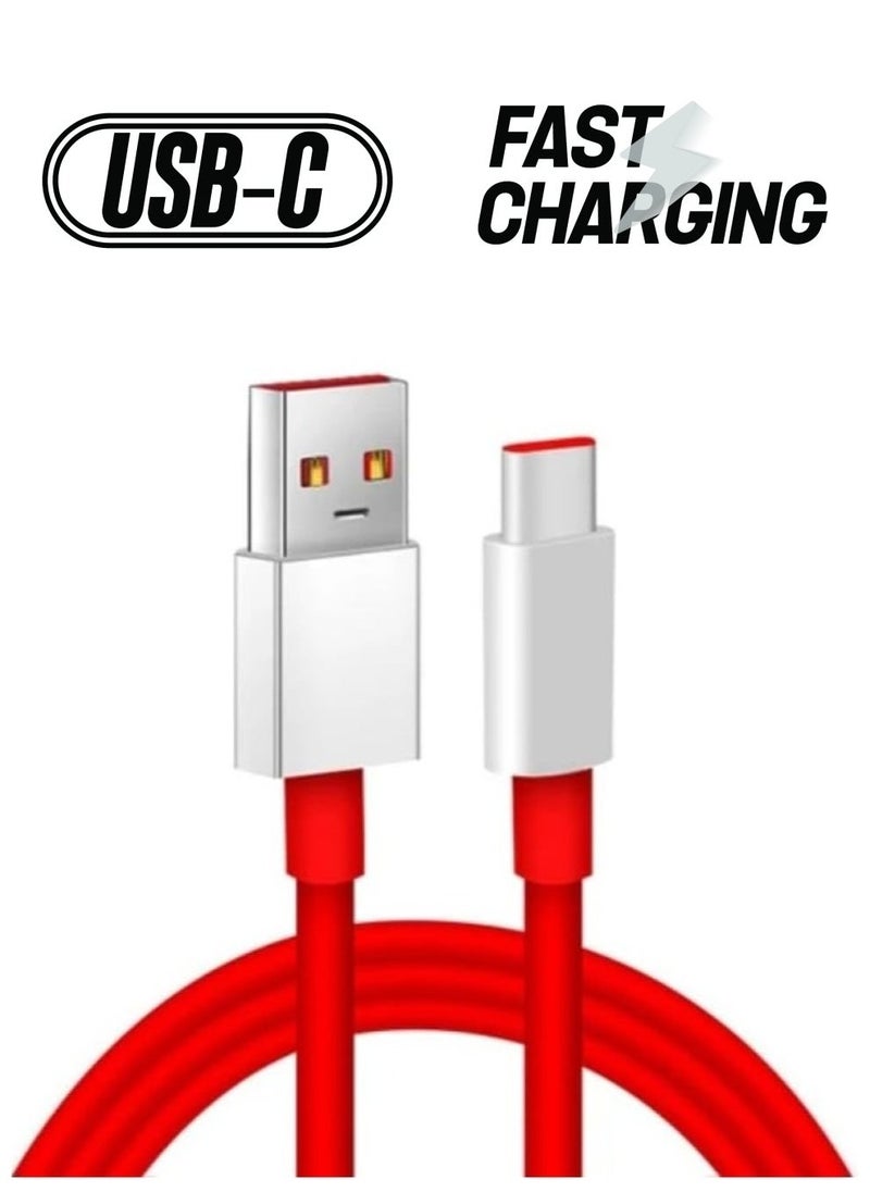Raxoom كابل شحن USB Type-C فائق السرعة - متوافق مع OnePlus 11، 10T، 9RT، 8T، والمزيد (أحمر جريء) - Image 1
