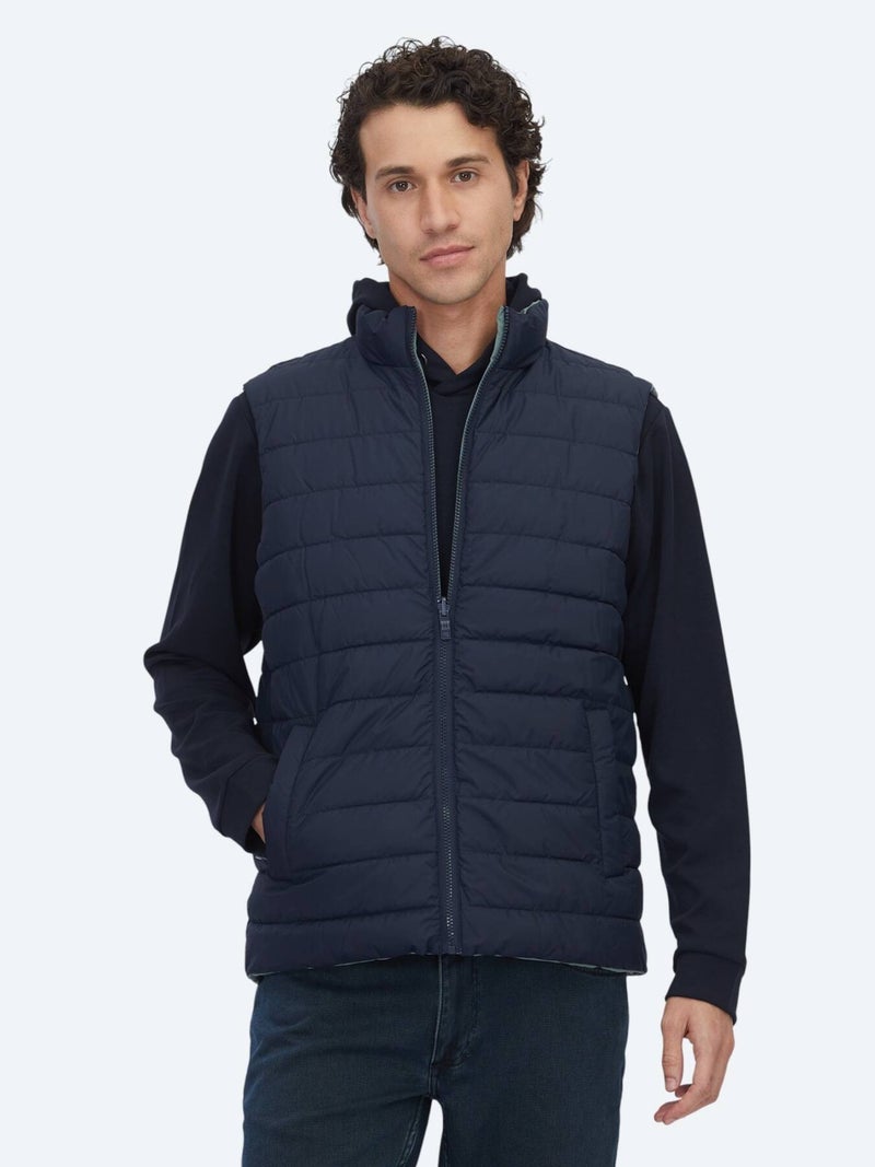 Kip Dark Mint Regular Fit Turtleneck Casual Weaving Puffer Vest - Image 2