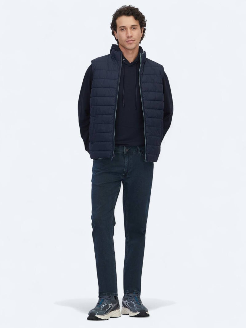 Kip Dark Mint Regular Fit Turtleneck Casual Weaving Puffer Vest - Image 4