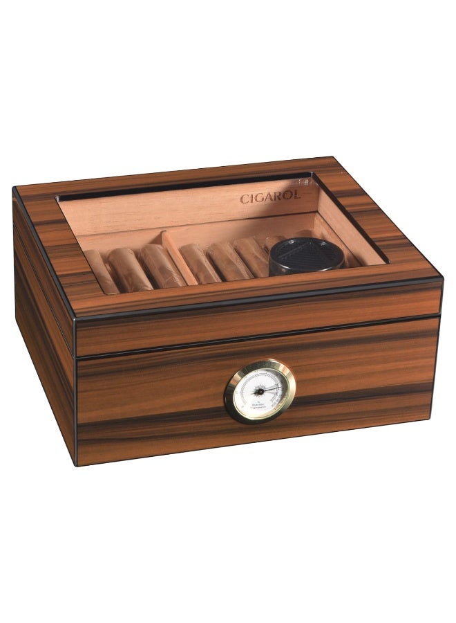 Cedar Cigar Humidor Cigar Box with Hygrometer with Shelves for Storage of Cigars with Humidor Medium Size - Image 2