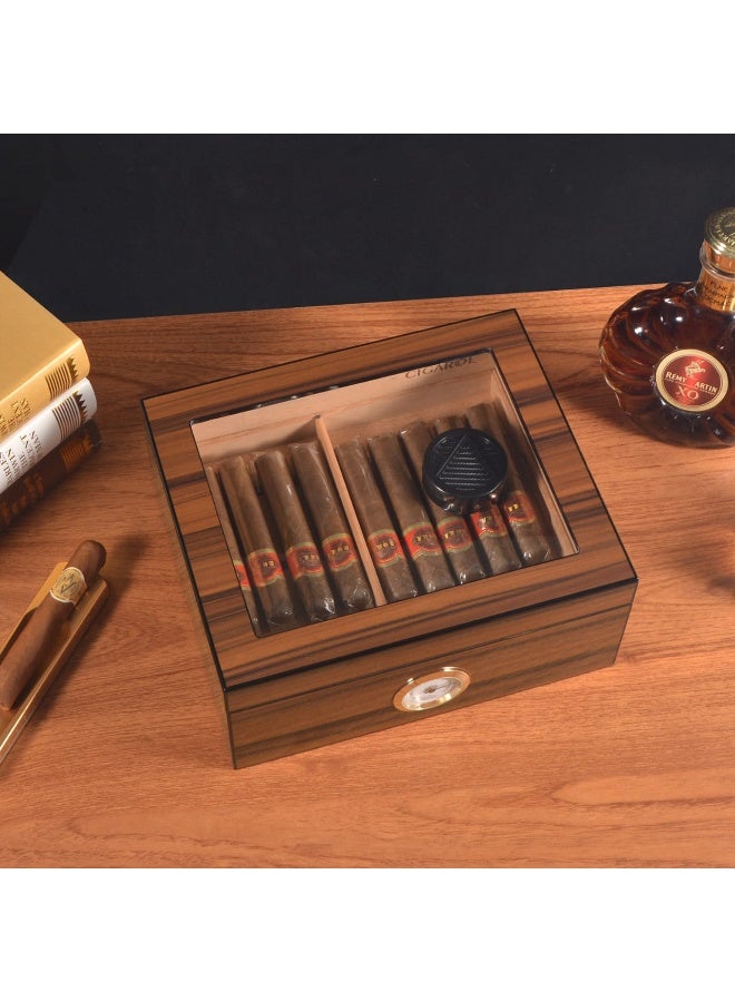 Cedar Cigar Humidor Cigar Box with Hygrometer with Shelves for Storage of Cigars with Humidor Medium Size - Image 4