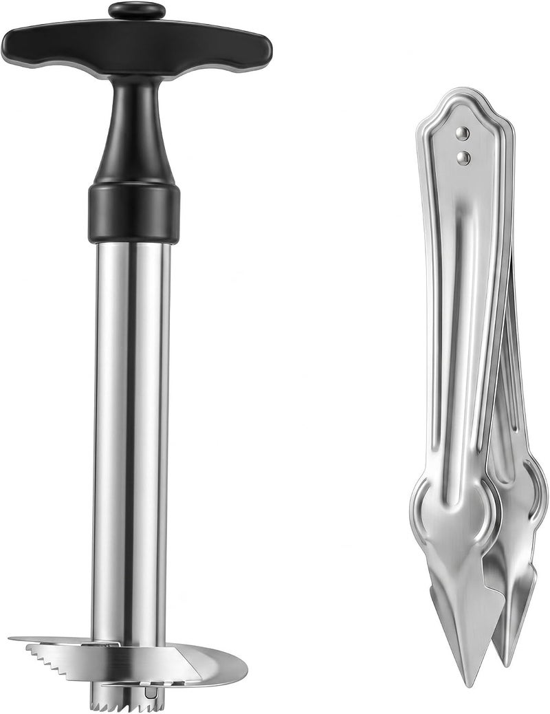 Helimix Stainless Steel Pineapple Slicer Cutter, Pineapple Seed Clip Eye Remover, Deseeding Gadget Corer and Slicer Tool Combo. - Image 1