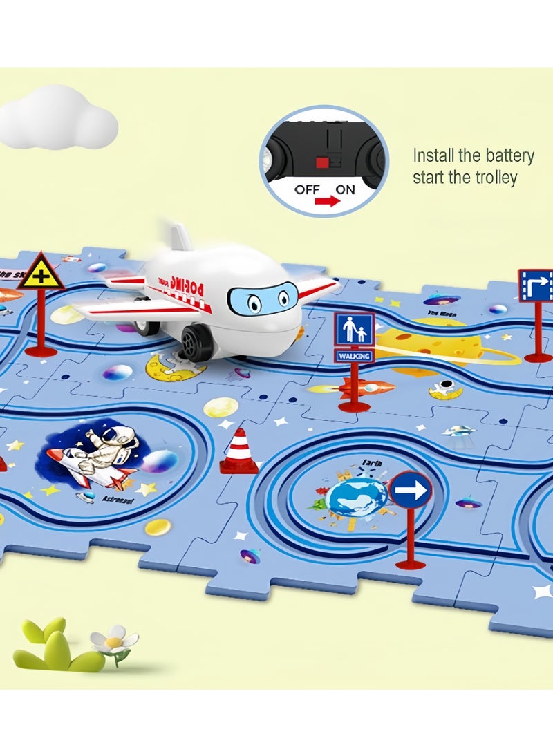 25 Packs Puzzle Racing Children's Racing Track Set, Space Puzzle Puzzle Racing Track Car Game Set, Puzzle Racing Track Set, Preschool Best Children's Gift Christmas Boys and Girls Gift (Space Series)  - Image 3