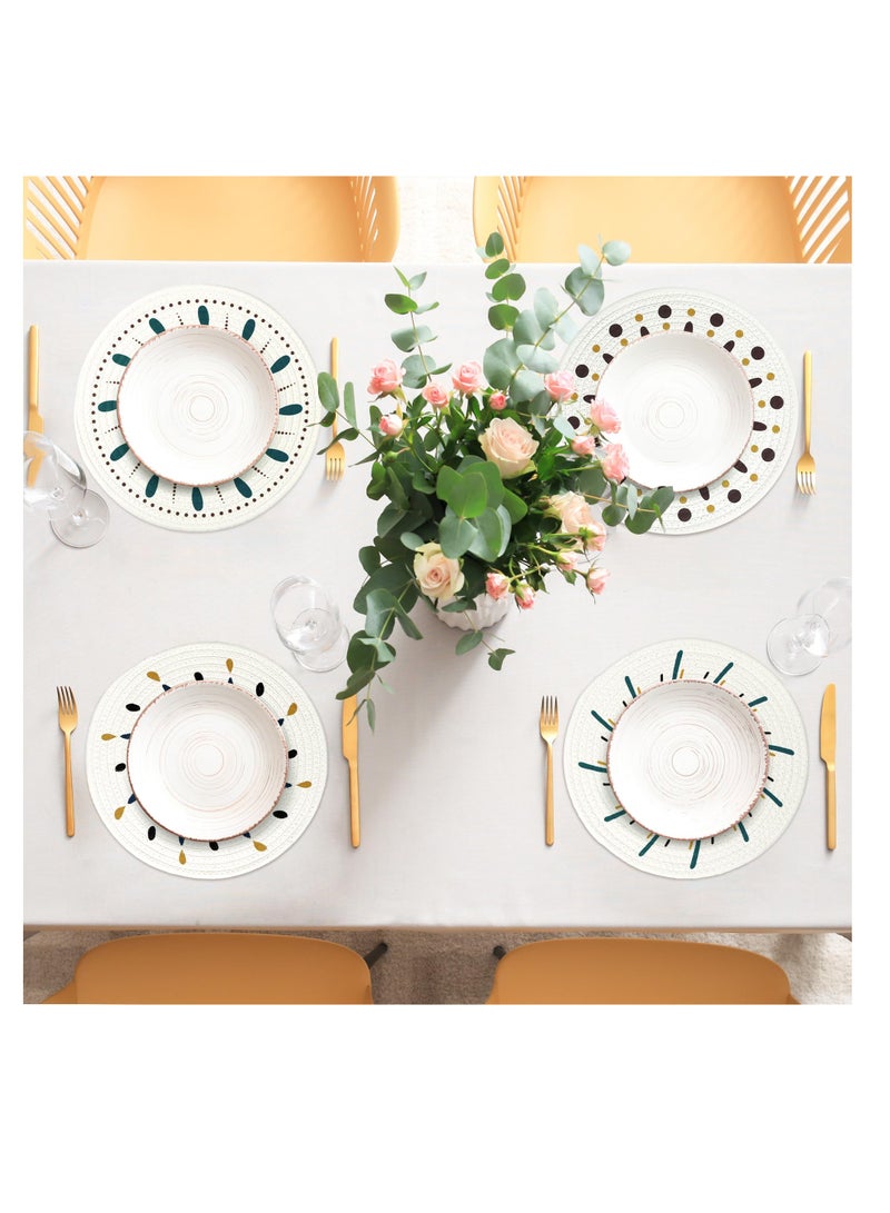 Excefore 4 Pack Round Placemats, Heat Resistant Non Slip Woven Table Mats, Cotton Rope Woven Place Mats, Suitable for Home Party Wedding Restaurant (30cm - Image 5