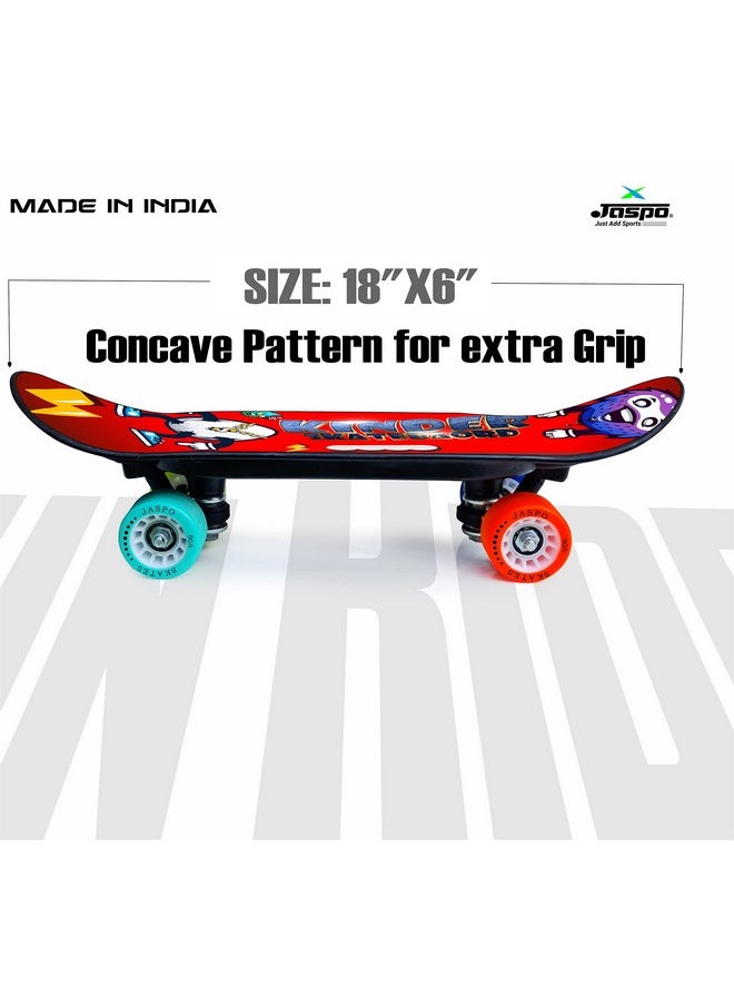 Jaspo Dragon Fire Junior Kids Fiber Skateboard Kit I Casterboard I Cruiser I (18"X 6") Junior Board Kit 18 Inches (For Upto 7 Years Age) - Black  - Image 2