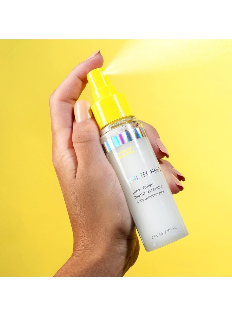REAL TECHNIQUES Glow Finish Blend Extender Setting Spray For Face, Hydrating With Vitamin C + Electrolytes Yellow - Image 3