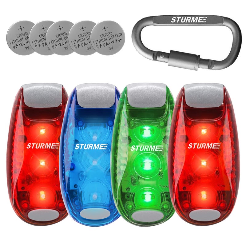 STURME LED Safety Light Strobe Lights for Daytime Running Walking Bicycle Bike Kids Child Woman Dog Pet Runner Best Flashing Warning Clip on Small Reflective Set Flash Walk Night (Green Blue Redx2) - Image 1