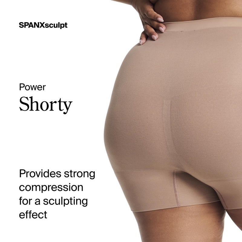 SPANX SPANXsculpt Power Series Boyshort - For All Hemline Lengths - Lightweight Core Control Shapewear - Dig-Free Waistband- Cafe Au Lait - Medium - Image 2