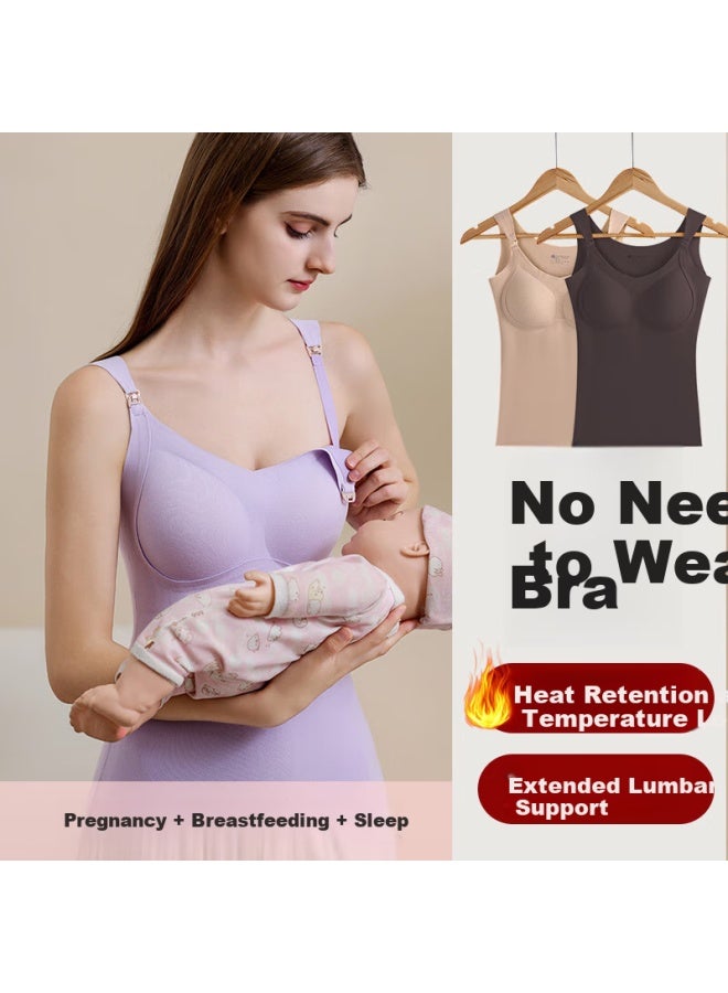 Goso Nursing Bra Camisole Autumn Winter Warm Postpartum Breastfeeding Maternity Bra Zj159 Light Purple Xxl - Image 1