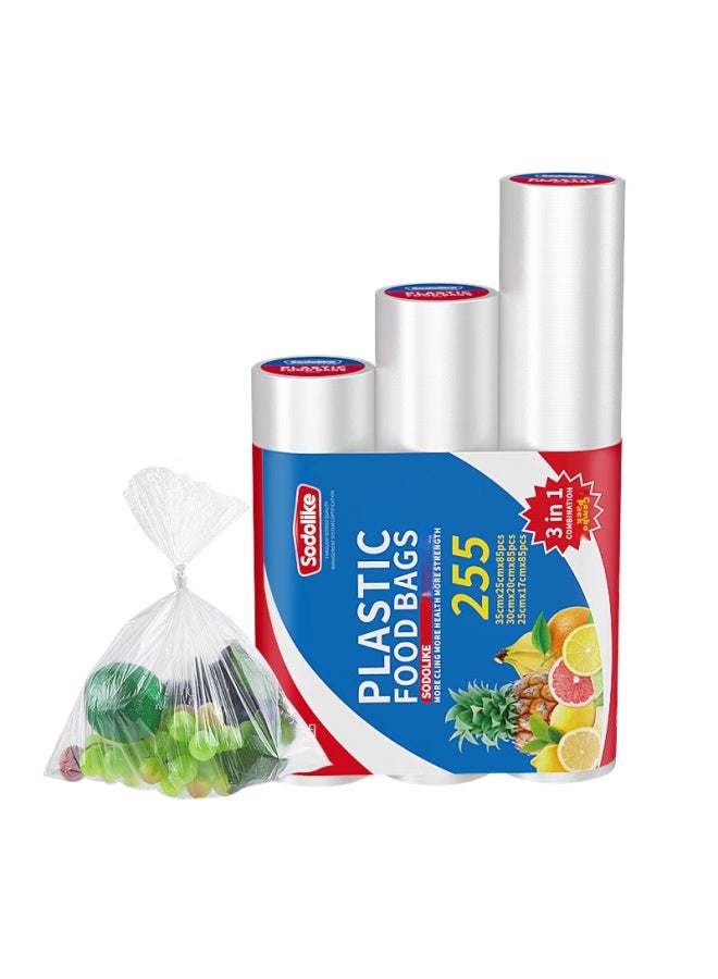Sodolike Shangdao Flat-top Perforated Food Storage Bags, 3-roll Combo Pack, 255 Pieces Total, Thickened Plastic Food Bags, Disposable - Image 5