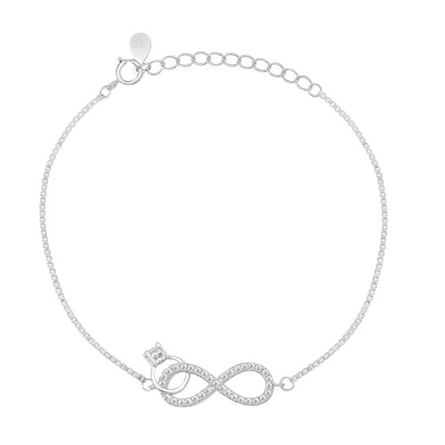ZAVYA 925 Sterling Silver Timeless Infinity Rhodium Plated Bracelet | Gift for Women & Girls | 1 Year Plating Warranty - Image 1