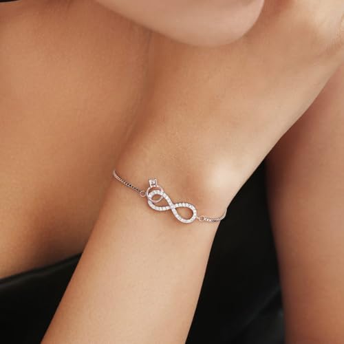 ZAVYA 925 Sterling Silver Timeless Infinity Rhodium Plated Bracelet | Gift for Women & Girls | 1 Year Plating Warranty - Image 4