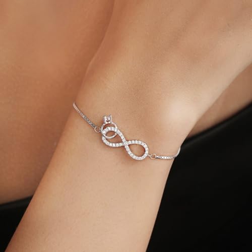 ZAVYA 925 Sterling Silver Timeless Infinity Rhodium Plated Bracelet | Gift for Women & Girls | 1 Year Plating Warranty - Image 2