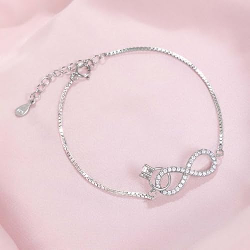 ZAVYA 925 Sterling Silver Timeless Infinity Rhodium Plated Bracelet | Gift for Women & Girls | 1 Year Plating Warranty - Image 3