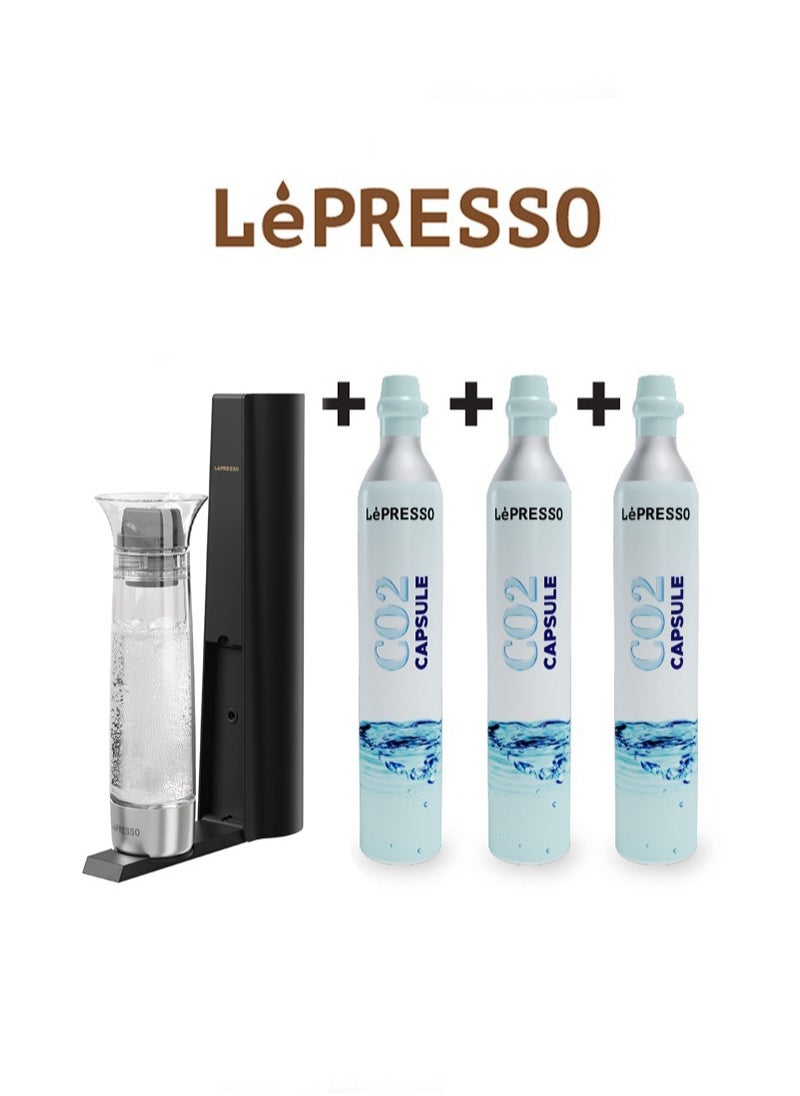 Sparkling Water Maker 800ml With Three Capsules and Pressure Release Button / Portable & Compact / Durable Design / Efficient Carbonation - Black - pzsku/ZF61965875CC189344DA1Z/45/_/1740401407/62bb4dbc-3e70-4d00-a212-ec95807558e8