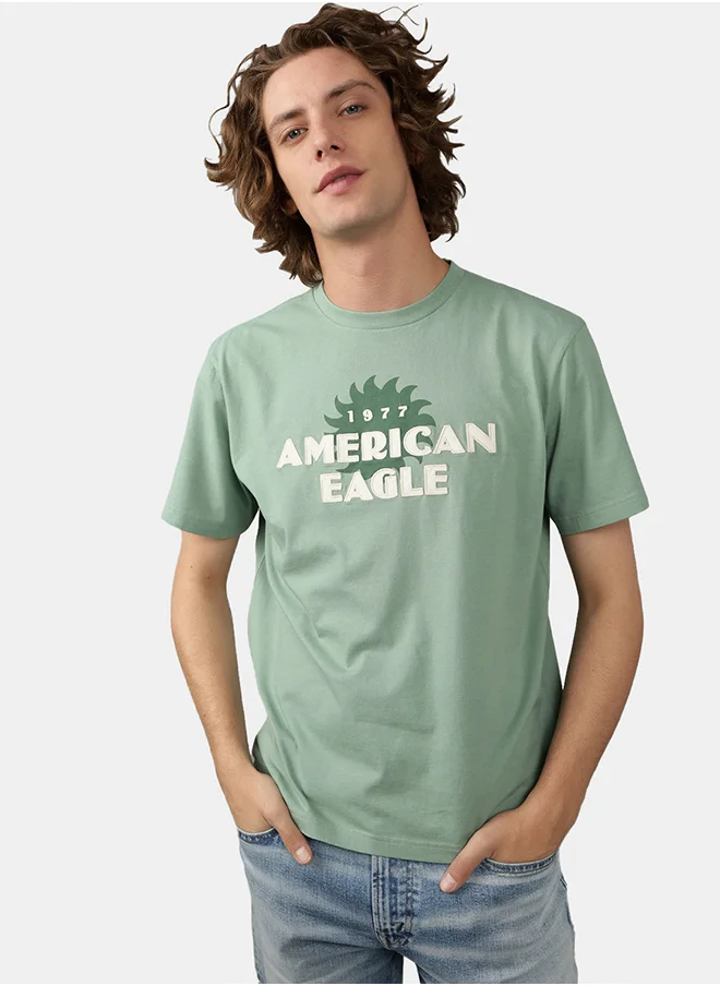 American Eagle Logo Detail Crew Neck T-Shirt