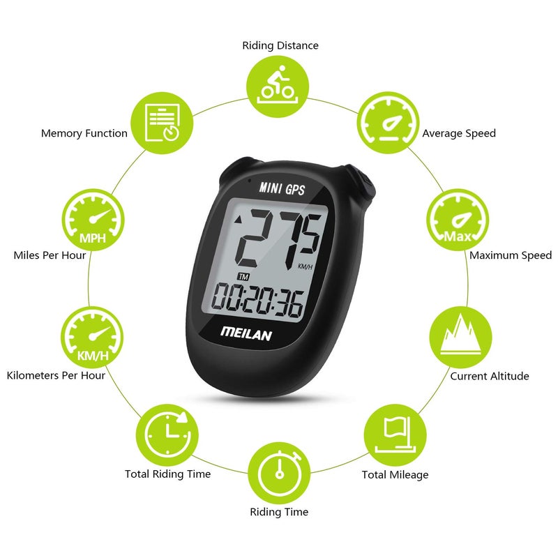 MEILAN M3 Mini GPS Bike Computer, Wireless Bike Odometer and Speedometer Bicycle Computer Waterproof Cycling Computer with LCD Backlight Display for Men Women Teens Bikers Outdoor Cycling - Image 3