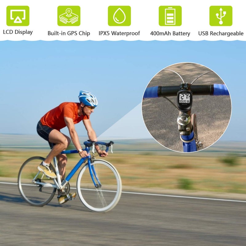 MEILAN M3 Mini GPS Bike Computer, Wireless Bike Odometer and Speedometer Bicycle Computer Waterproof Cycling Computer with LCD Backlight Display for Men Women Teens Bikers Outdoor Cycling - Image 2