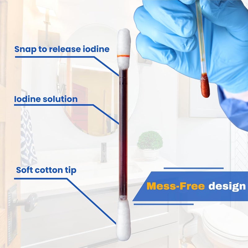 FrontLine Povidone Iodine Swabs Antiseptic Swabsticks Iodine Solution Cleansing Cotton Swab Individually Wrapped Medical Supplies Wound Care First Aid Wound Cleaner Box of 50 - Image 3