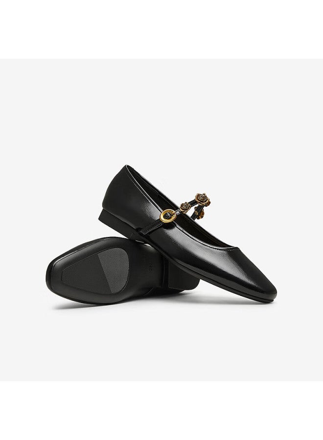 BASTO Baisitu 25 Spring Simple Retro Mary Jane Shoes Square Heel Women's Single Shoes M1107aq5 Black Size 39 - Image 4