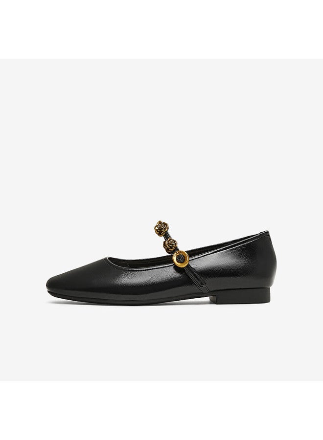 BASTO Baisitu 25 Spring Simple Retro Mary Jane Shoes Square Heel Women's Single Shoes M1107aq5 Black Size 39 - Image 1