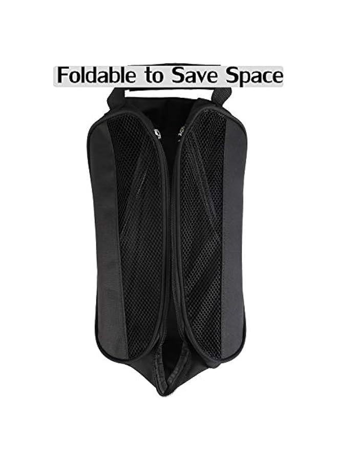 Golf Shoes Bag, Black Polyester Zippered Sport Shoes Bag with Mesh Panel for Protecting Shoes and Preventing Odors, Top Handle for Easy Storage and Travel - Image 5