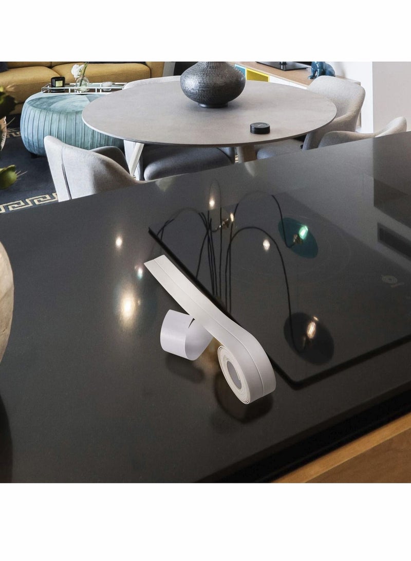 Waterproof & Adhesive Caulk Strip Flexible Self Adhesive Tape for Kitchen Bathroom Bathtub Toilet Wall Floor Self Adhesive Caulk Strip Tile Sealer Moisture Mold Protector White 1PCS - Image 5