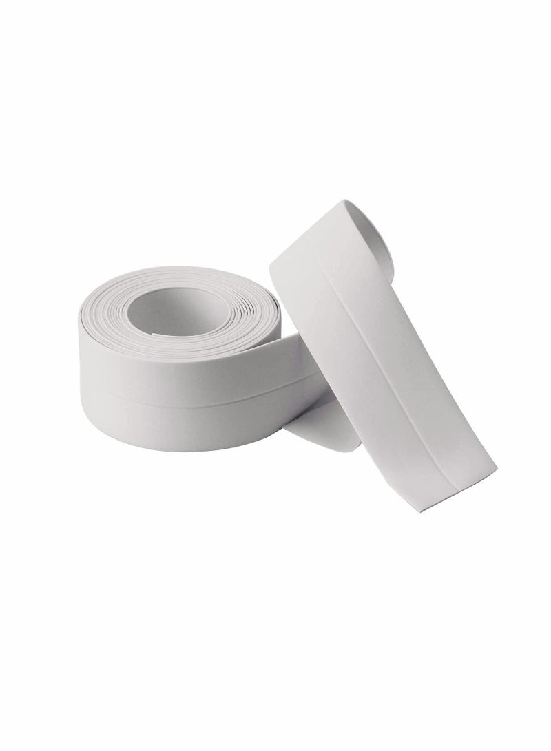 Waterproof & Adhesive Caulk Strip Flexible Self Adhesive Tape for Kitchen Bathroom Bathtub Toilet Wall Floor Self Adhesive Caulk Strip Tile Sealer Moisture Mold Protector White 1PCS - Image 2