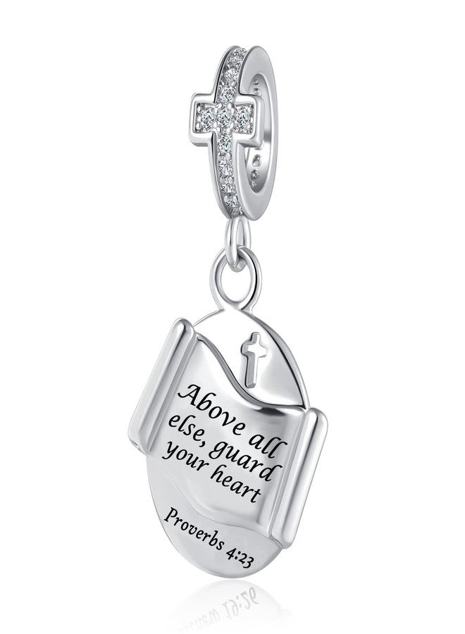 OutstandLong Christian Cross Charm for Pandora Bracelets Inspirational Faith Bible Verse Dangle Bead for Women - Image 1
