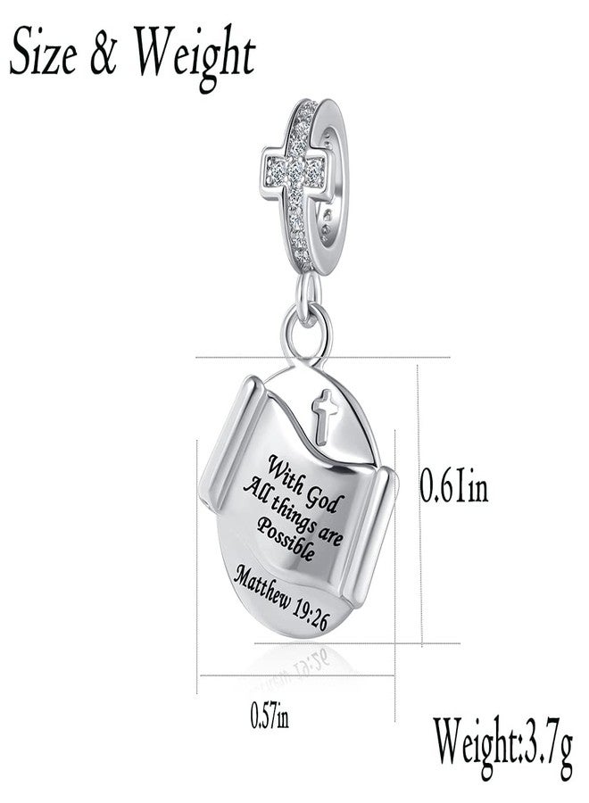 OutstandLong Christian Cross Charm for Pandora Bracelets Inspirational Faith Bible Verse Dangle Bead for Women - Image 2