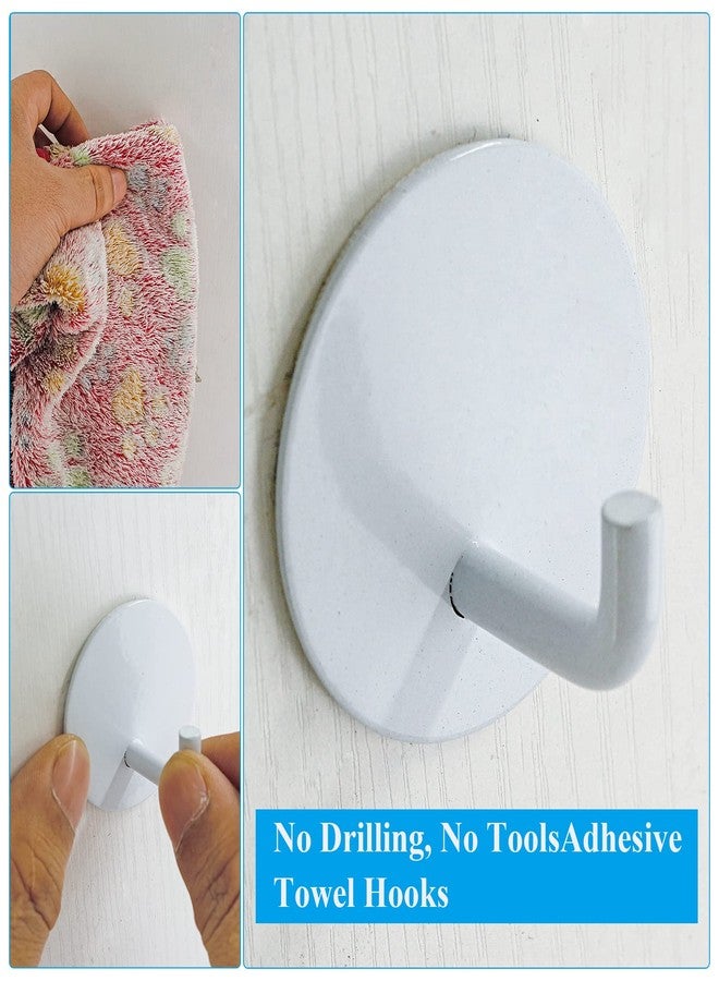suiwotin 6pcs Self Adhesive Wall Hooks, Stainless Steel Adhesive Hooks for Hanging, Heavy Duty Sticky Towel Hooks for Bedroom, Kitchen, Bathroom Utility Hooks (White, Round) - Image 5