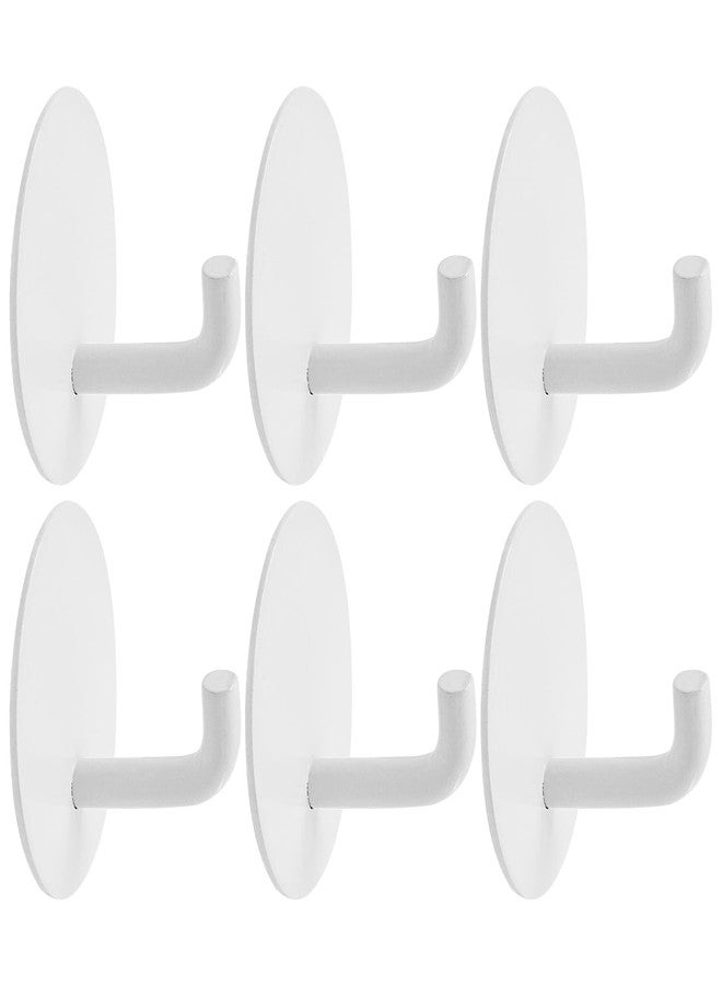 suiwotin 6pcs Self Adhesive Wall Hooks, Stainless Steel Adhesive Hooks for Hanging, Heavy Duty Sticky Towel Hooks for Bedroom, Kitchen, Bathroom Utility Hooks (White, Round) - Image 1