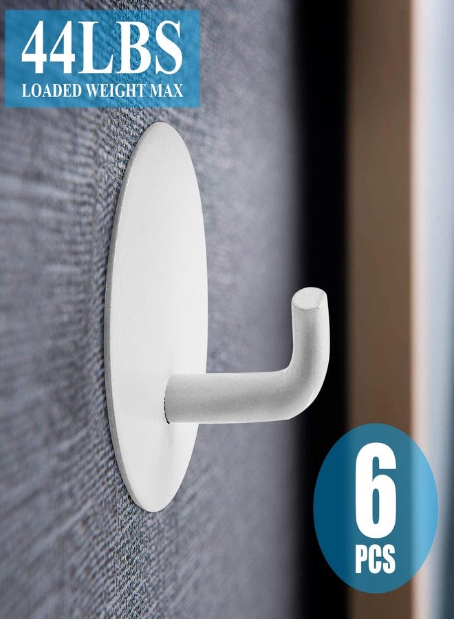 suiwotin 6pcs Self Adhesive Wall Hooks, Stainless Steel Adhesive Hooks for Hanging, Heavy Duty Sticky Towel Hooks for Bedroom, Kitchen, Bathroom Utility Hooks (White, Round) - Image 4
