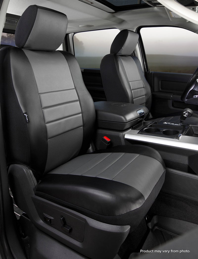 Fia SL67-34 GRAY Custom Fit Front Seat Cover Bucket Seats - Leatherette (Black w/Gray Center Panel) - Image 4