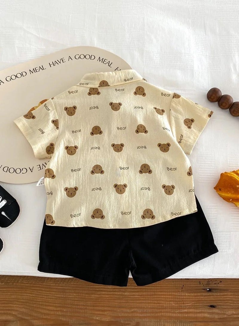 Joy For Kids Baby Boy Party Wear – Teddy Bear Shirt & Shorts Set with Bow - Image 5