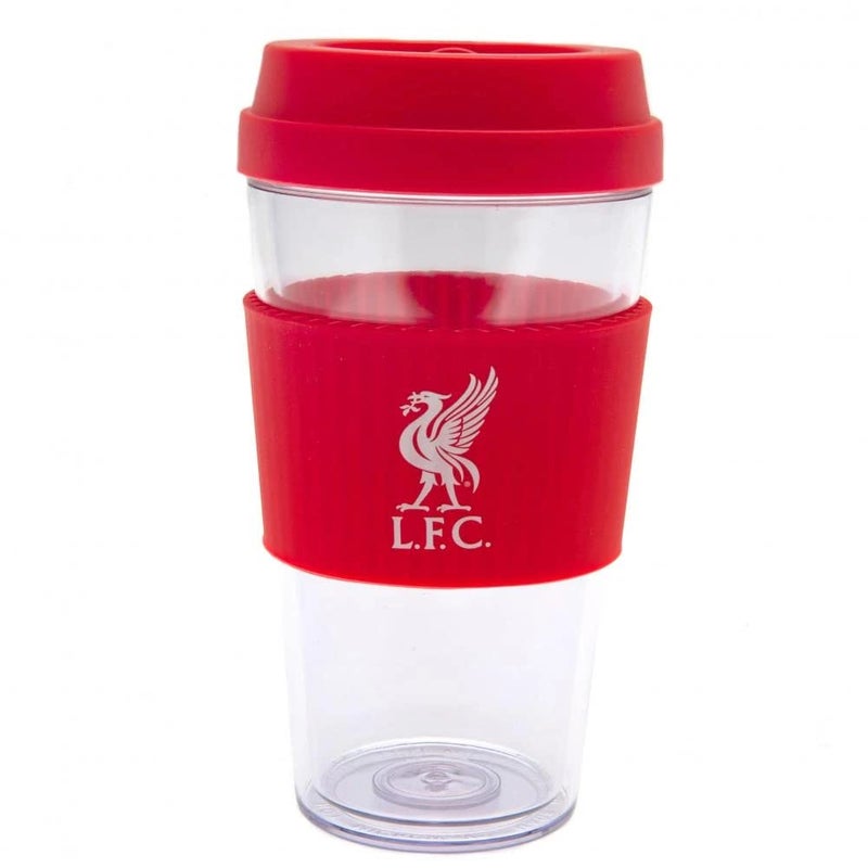 Liverpool FC Clear Grip Handless Travel Coffee Mug With Liverbird Crest Birthday Christmas Fathers Day Present Gift