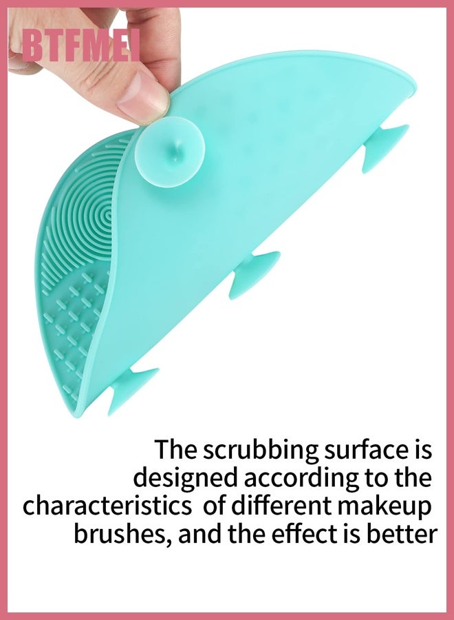 BTFMEI Makeup Brush Cleaning Mat 4-Pack, Silicone Apple Shape Brush Cleaner Pads with Suction Cups, Non-Slip Reusable Makeup Brush Washer & Cleaning Tool – Pink, Red, Green, Purple - Image 2