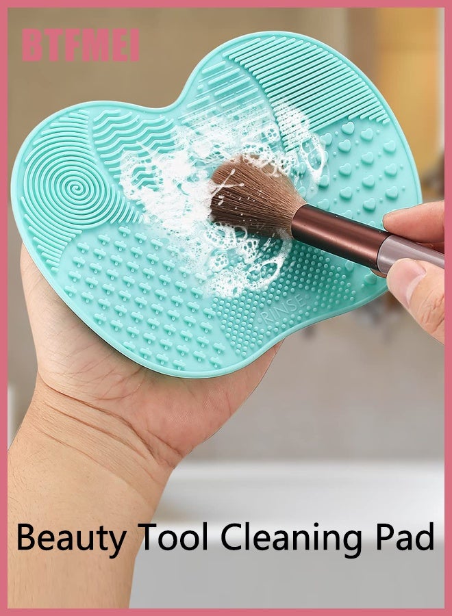 BTFMEI Makeup Brush Cleaning Mat 4-Pack, Silicone Apple Shape Brush Cleaner Pads with Suction Cups, Non-Slip Reusable Makeup Brush Washer & Cleaning Tool – Pink, Red, Green, Purple - Image 4