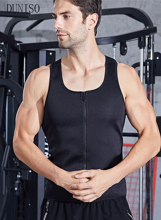 DUNISO Men's Sports Compression Shirt Slimming Body Shaper Vest Waist Trainer Workout Tank Tops Tummy Control Shapewear Back Support Tight Undershirts - Image 3