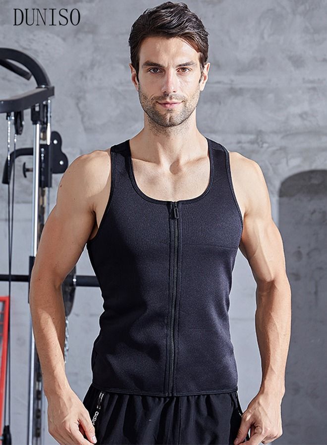 DUNISO Men's Sports Compression Shirt Slimming Body Shaper Vest Waist Trainer Workout Tank Tops Tummy Control Shapewear Back Support Tight Undershirts - Image 4