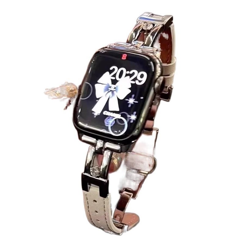 Adjustable Leather Classic Strap Smartwatch Band Compatible with Apple Watch 38 40 41 42 44 45 49mm with Fit Replacement Strap Black - Image 3