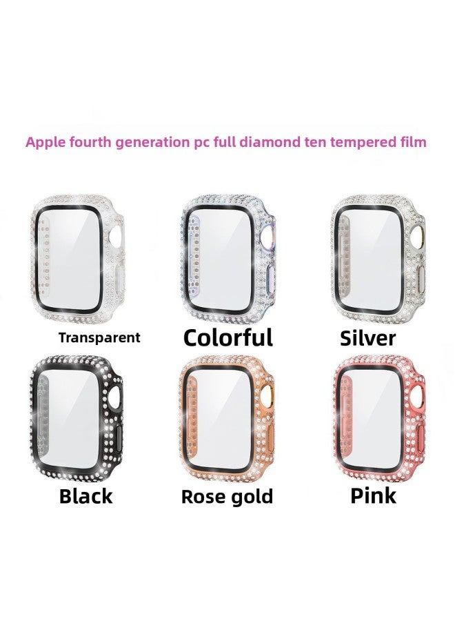 Suitable For Apple Watch Case Full Diamond PC Tempered Film One-piece Case Iwatch Protective Case All-inclusive Diamond-encrusted S10 Case-Color:Colorful-Exterior Dimension:49mm