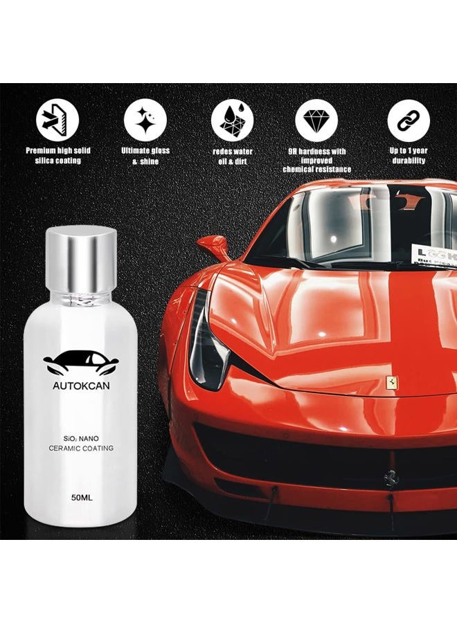 Autokcan 10H Nano Ceramic Coating for Cars, High Gloss Anti-Scratch SiO2 Ceramic Coating Car Kit Hydrophobic Paint Sealant Protection with Gloves Two Years Warranty - Image 2