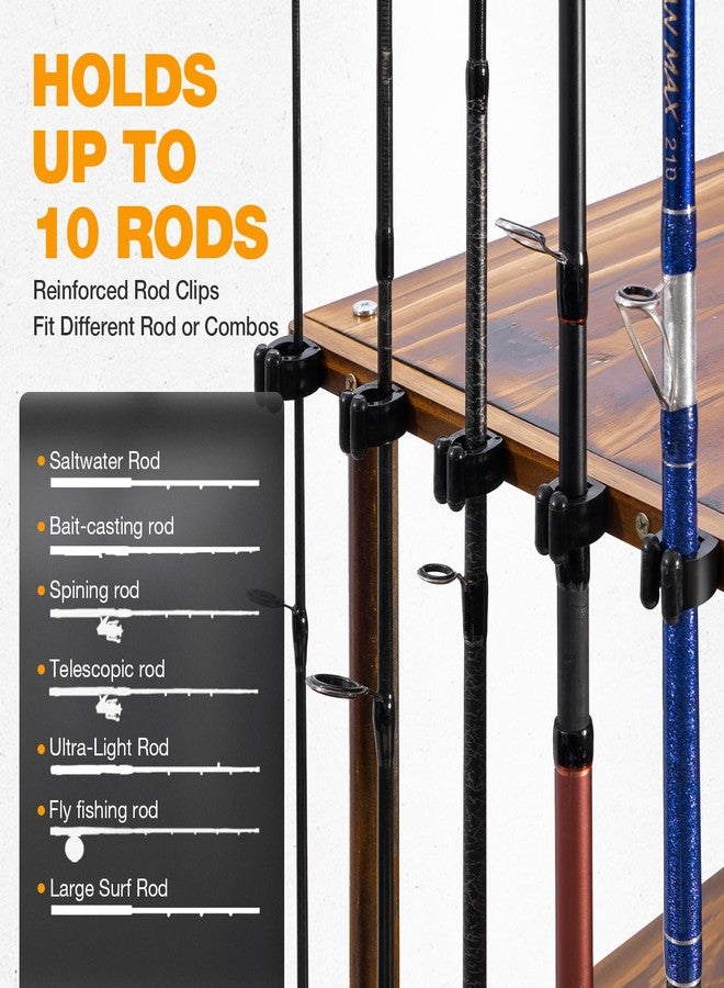 Ghosthorn 3-Tier Wooden Fishing Rod Rack - Holds 10 Rods, Natural, Garage, Living Room, Balcony, Garden - Image 5