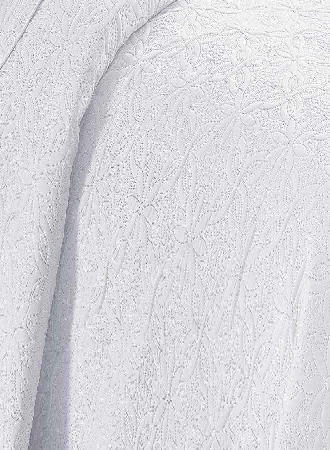 Fancy Linen طقم غطاء سرير مزخرف من الكتان 3 قطع بحجم كبير بتصميم زهور الأقحوان جديد # أليس (كIng/كاليفورنيا كIng، أبيض) - Image 3
