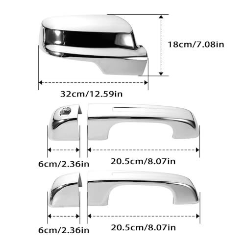 Gaogsiy Chrome Mirror Cover +4PCS Door Handle Covers fits Ram 1500 2019-2024 4-Door Extended/Crew Cab Models Only Caps Top Half Left & Right Without Smart Keyholes, Siver Plated - Image 4