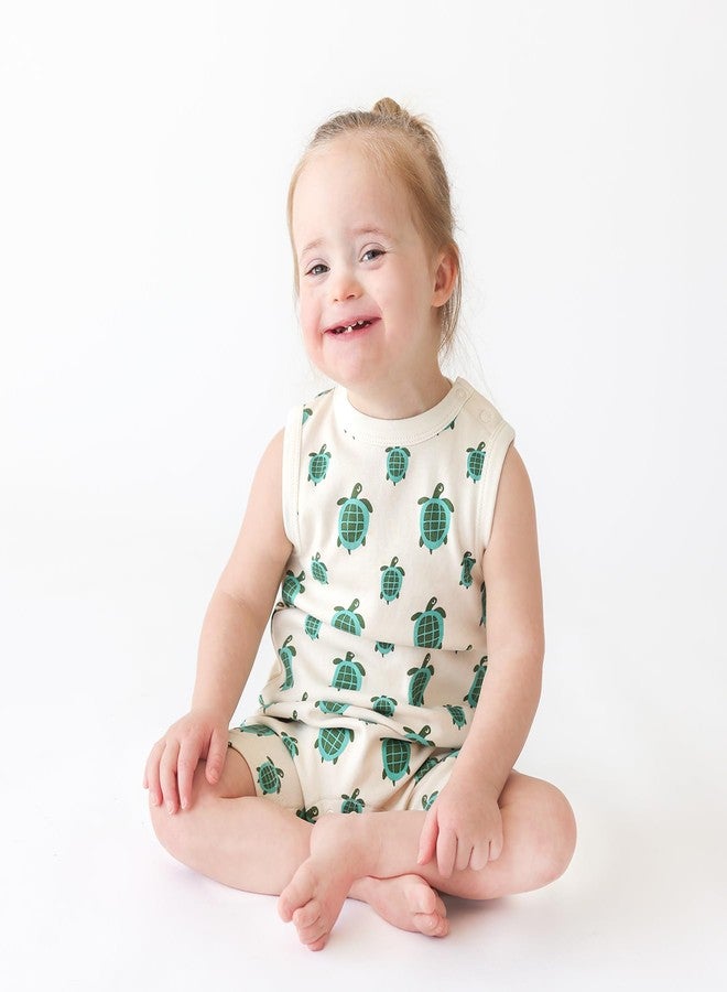 PARADE Organic Tank Rompers - Signature Prints Turtles 3-6 Months - Image 2