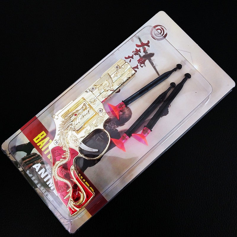 مسدس التنين الذهبي ذو المخالب الخمسة يمكنه إطلاق النار بأمان للأطفال مسدس لعبة معدني بندقية قرص شفط للأولاد - Image 4