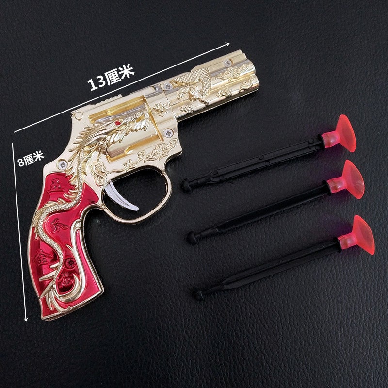 مسدس التنين الذهبي ذو المخالب الخمسة يمكنه إطلاق النار بأمان للأطفال مسدس لعبة معدني بندقية قرص شفط للأولاد - Image 1