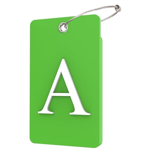 Gostwo 2 Pack Luggage Tags for Suitcases 26 Initial Letter Travel Luggage Baggage Identification Labels ID Tag Fully Bendable Tags with Stainless Steel Loop Green Letter A - Image 1